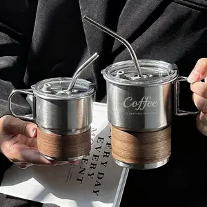 Ice Coffee Cup, Ins-Style Foldable Travel Mug, 304 Stainless Steel, Portable Coffee Cup for Outdoor, Camping & Work