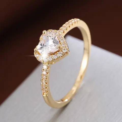 【Black Friday】Women's Elegant Artificial Crystal & Rhinestone Decorated Heart Design Ring, Exquisite Trendy Engagement Ring, Fashion Accessory for Party & Daily Wear, Sparkling Heart Rings for Women & Girls