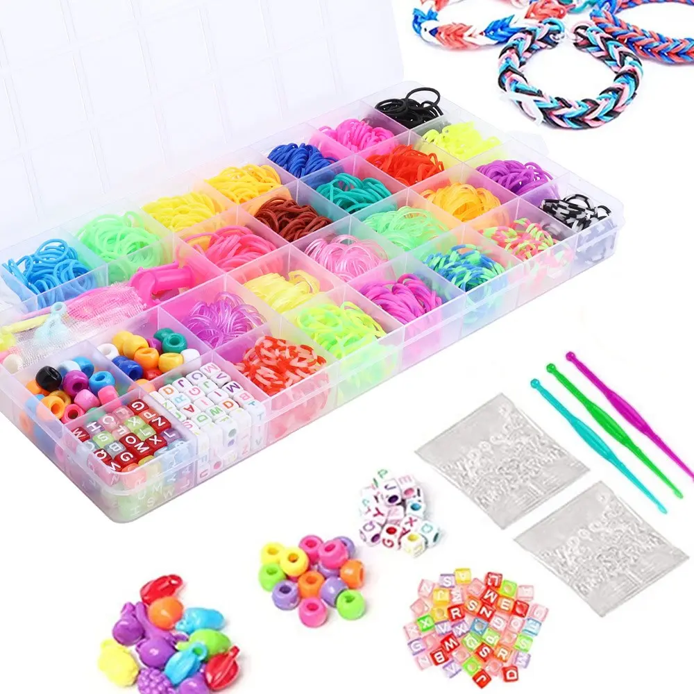 1300pcs Rubber Band Set, DIY Friendship Bracelet Making Kit, Handmade Craft Supplies, Holiday Gift, Braided Rubber Bands, Diy Beading Accessories, Handmade Beading Material