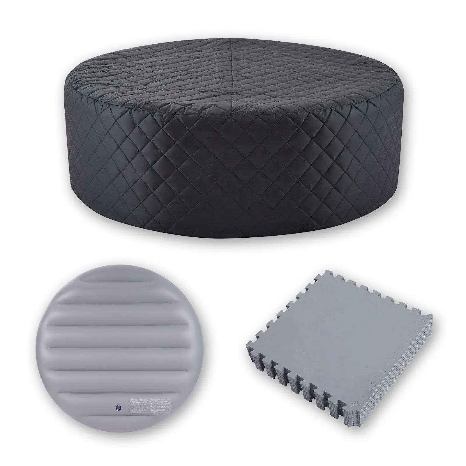 Relxtime Insulation Suit for 4-6 Person 82 inch Round Hot Tub Spa, Inflatable Cover Round Top Lid, Round Thermal Cover & Thickened Mat, Waterproof, Energy Efficiency Saving FathersDayGift