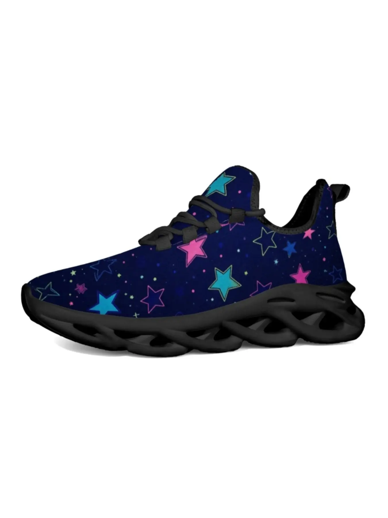 Dreamy Starry Sky Print Thick Sole Women's Shoes, Breathable Soft Bottom, Sports Casual Sneakers, All Seasons