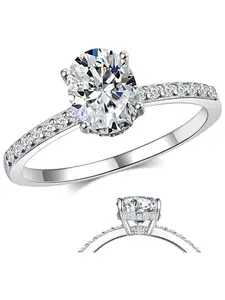 Elegant Moissanite Oval Cut Engagement Ring, Stackable Wedding Promise Ring for Women, Moissanite Rings, Perfect Anniversary Valentine's Gift