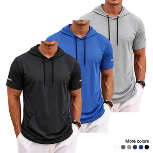 Men’s Lightweight Hooded T-Shirt, Drawstring Neck, Short Sleeve for Streetwear Style
