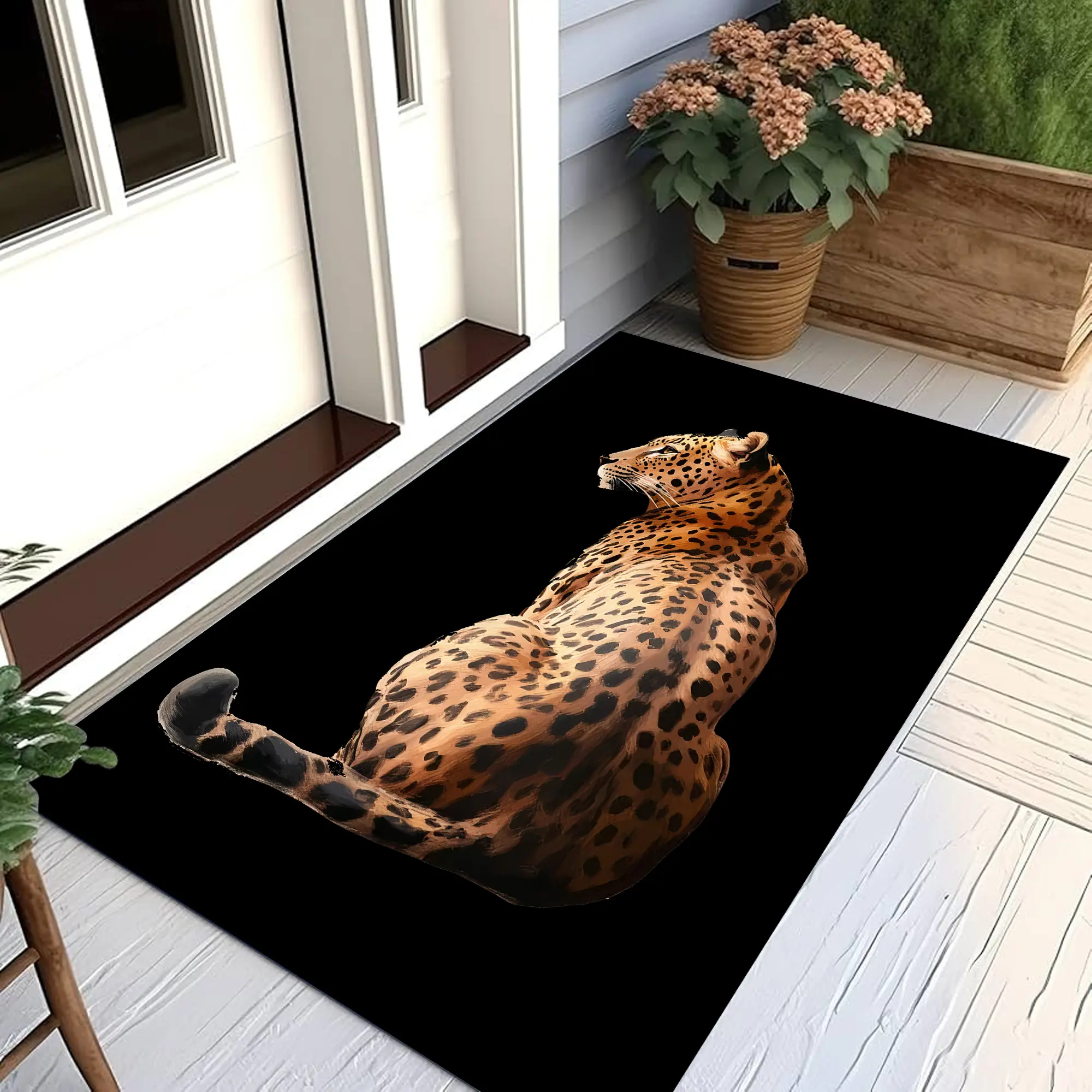 Carpet Black Leopard 8 Ball Lucky Trendy Animal Y2K Home Decor