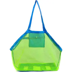 Mesh Beach Bag, 2 Pack Large Sand Toys Sea Shell Beach Toys Tote Bag