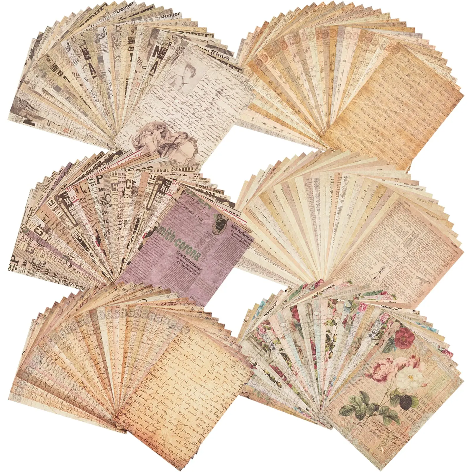 180-Piece Rustic Single-Side Assorted Craft Paper Ephemera Kit (6.8×4.7 in), Hand-Tearable Specialty Kitchen Utensil Accessory, Versatile for Creative Uses, Wall Decor, Journaling, Scrapbooking
