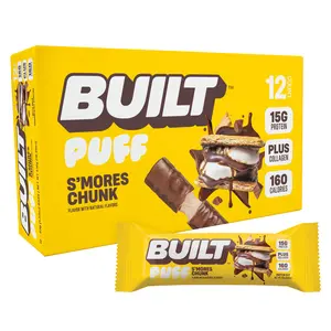 S'mores Chunk, BUILT Puff Protein Bar, Protein Packed Snack, 160 calories, 12 Count Box