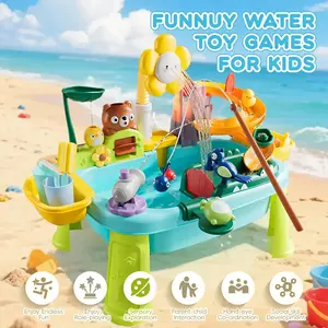 Sunflower Toddler for Kids,Upgraded Water Table for Toddlers 3+，Water Table for Kids Ages 4-8 with Pump, Play Sink with Running Water,Fishing, Spray , Slide Track, Outdoor Sensory Table, Water Table, Summer Beach Toy, Best Gift for Boys & Girls play sink