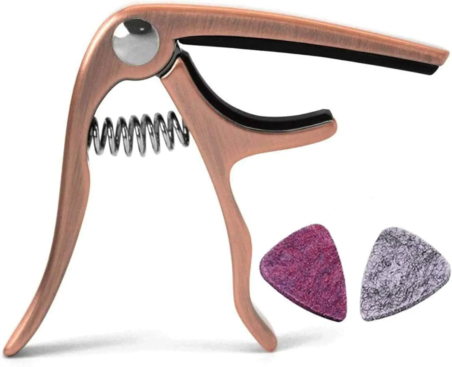UKULELE CAPO - 4 String for Soprano, Concert, Tenor Ukulele Zinc Alloy Professional Capo Heavyweight Feeling with 2pack Ukulele Felt Picks (Bronze)