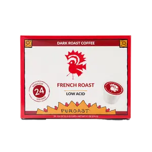 Puroast Dark French Roast Pods 24ct - Low Acid Single Serve Coffee for Convenient Brewing on the Go