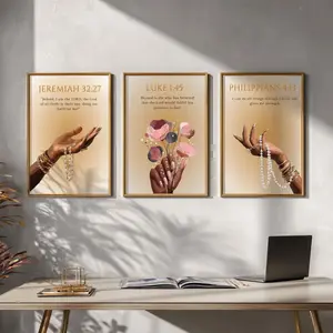 Print Christian Wall Art Set of 3, Black Woman Bible Verse Prints, African American Faith Decor, Scripture Wall Art