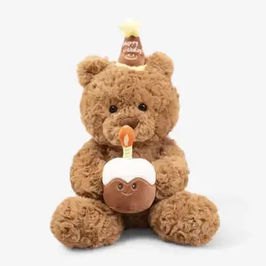 Jellycat Teddy Bear Birthday Plush Toy, Adorable Stuffed Bear with Cake and Party Hat, Cute Birthday Gift for Kids, Girls, Plush Collectors and Nursery Decor