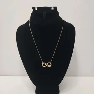 #114.  18K Gold Plated Infinity Necklace and Earring Set