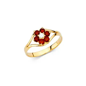 Women's Polished 14 Karat Gold April Birthstone Jeweled Colorful Fashion Ring, Ladies' Gold Ring, Gold Rings, Colorful Fashion Rings
