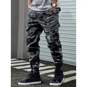 Men'sAll-SeasonCamoCargoPants-LooseFitStreetwearwithDrawstringWaist,MultiplePockets&CamouflagePattern(Blue/Black/Green/Brown)forSpring/FallCasualOutdoorUrbanStyle,FlexibleComfortWear