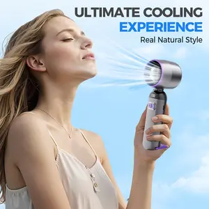MIMIRGB 3-Speed Rechargeable Handheld Fan with Digital Display Ultra Quiet for Camping Hiking Fishing Essential Indoor Outdoor Cooling