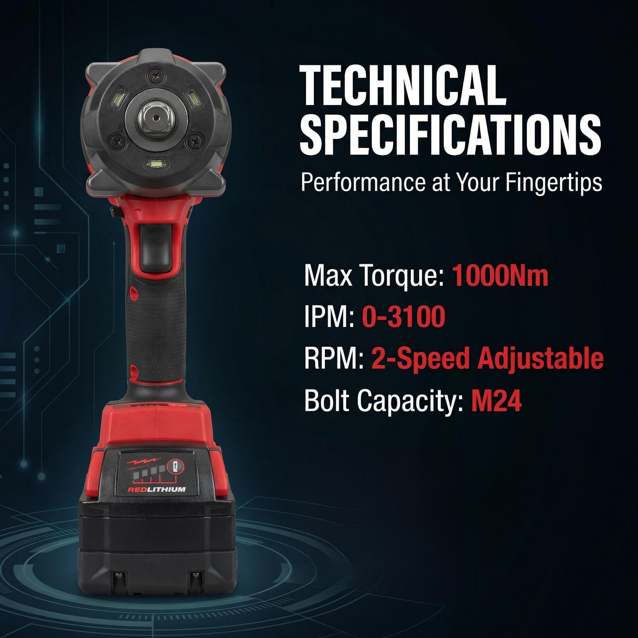 Milwaukee M18 FMTIWF12 18V Impact Wrench for Heavy Equipment Repair 1000Nm High Torque Power Tool