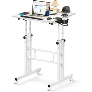 Small Standing Desk with Wheels, Mobile Stand Up Desk, Portable Standing Table on Wheels for Walking Pad, Rolling Computer Desk Adjustable Height, Tall Table