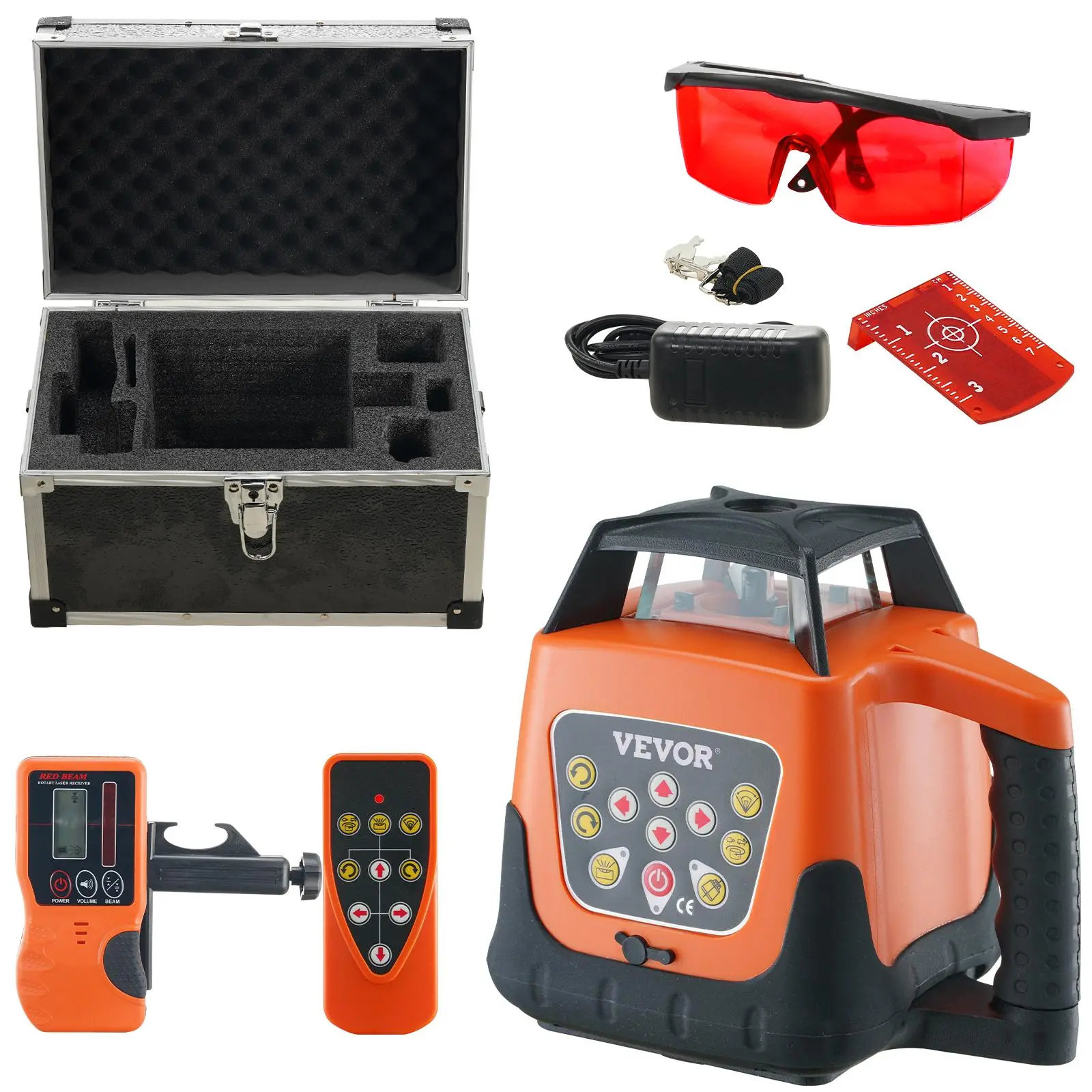 【Summerfinds】VEVOR Laser Level, 1650ft, 360 Degree Self Leveling Red Cross Line Laser, 5 Rotation Speeds & 4 Scanning Angles Adjustment, IP66 Waterproof Remote Control Manual Self-leveling Mode, Battery Included