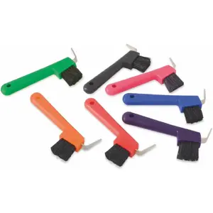 Shires EZI-Groom Hoof Brush and Pick #1094 - Ergonomic Horse Grooming Tool with Nylon Bristles and Metal Pick Black