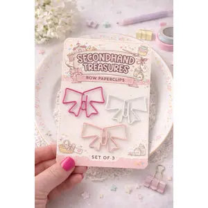 Pink Bow Paperclips – Set of 3 | Vintage Thrift Inspired Planner Clips | Pink Desk Accessories | Coquette Office Supplies
