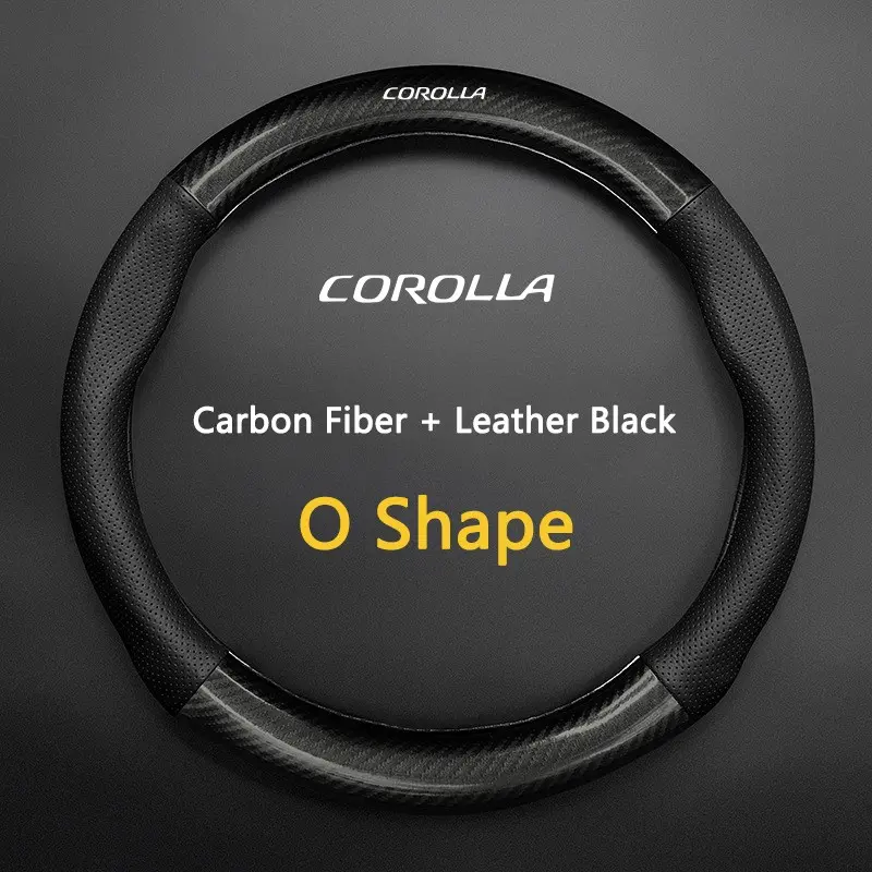 38CM Carbon Fiber Car Steering Wheel Cover Breathable Anti Slip Cover Ergonomic Shape Car Accessories Universal Fit For Toyota chr Corolla Camry rav4 Yaris hilux prius avensis auris Pr