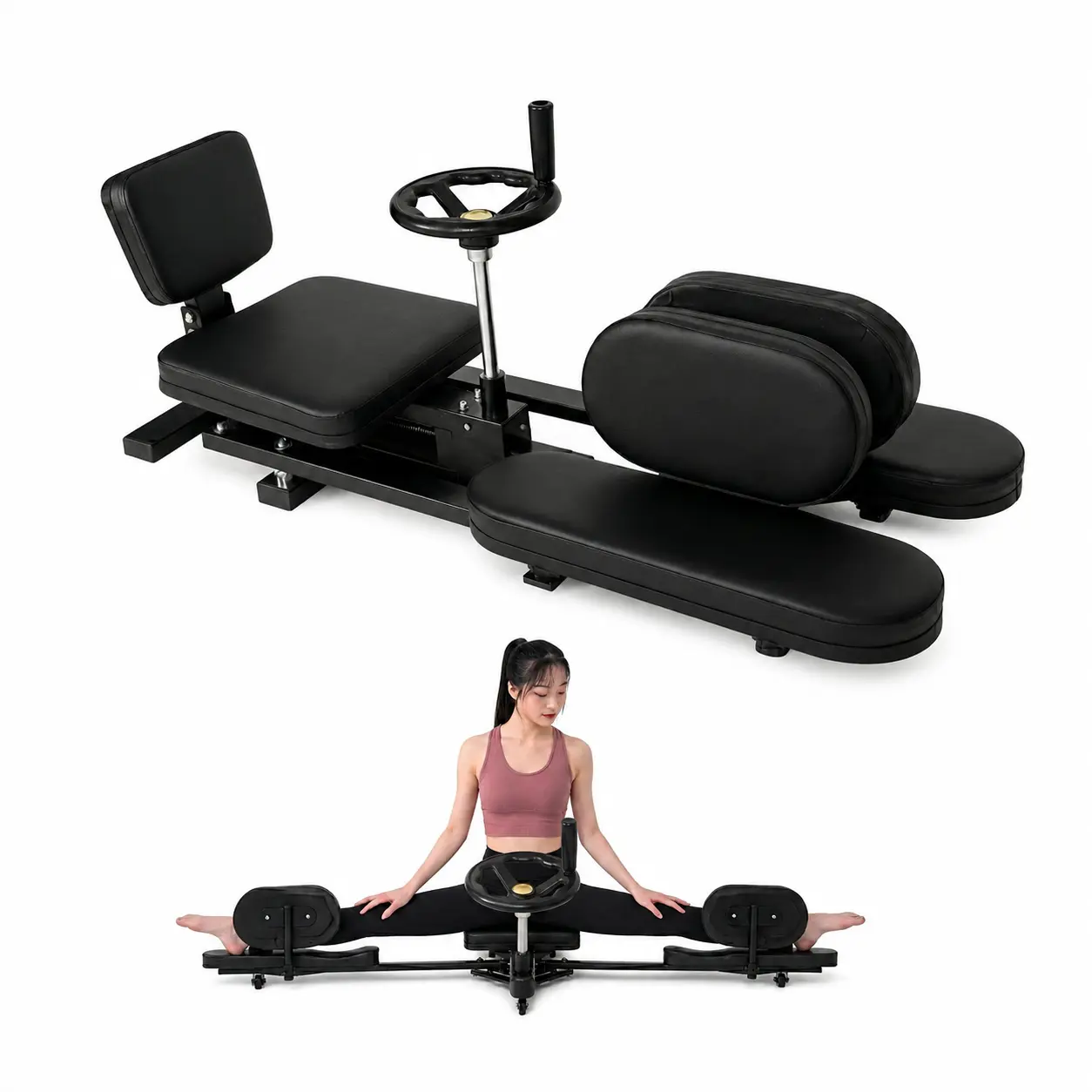 Alloy Steel Leg Stretch Machine, 440LBS Heavy-Duty Adjustable Angle Split Trainer (0-240°) with Smooth Handwheel & Wheels, Floor Safe Flexibility Equipment for Dance, Home Gym