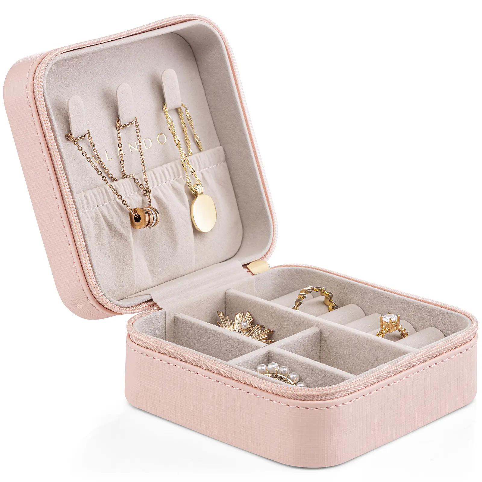 vlando Small Travel Jewelry Box Organizer Case for Girls Women Rings Earrings Necklaces Storage Summer Gifts Bridesmaid Gift storage organization organizer storage, Square, Eco-Friendly