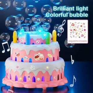 Kids Kawaii Electric Toys Birthday Cake Bubble Machine Flashing Music Automatic Machine Bubble Children Girl Lovely Gifts 6-12y