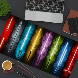 1pc Space Warrior Mouse Pad for Desk Keyboard Mouse Pad Gaming Mousepad Galactic Saber Extended Large Desk Mat With Stitched Edge Non-Slip Polyester Rubber Base Desk Accessories for Home Office Decor Pads 35.4x15.7 Inch Perfect Gift for Men Women