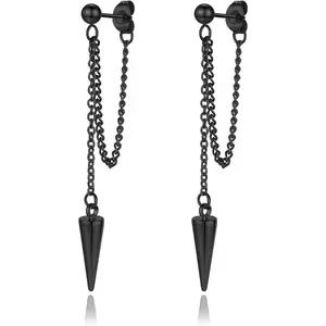 Gold Chain Earrings for Women Irregular Bar Spike Drop Dangle Earrings Long Threader Earring Dangly Tassel Earrings Stainless Steel Black Spike Steampunk Gothic Punk Earrings Jewelry
