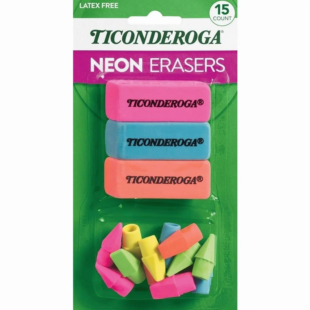 Ticonderoga Dixon Office & School Eraser Combination Set, 15 Eraser Multi-Pack, Multicolored (38931)