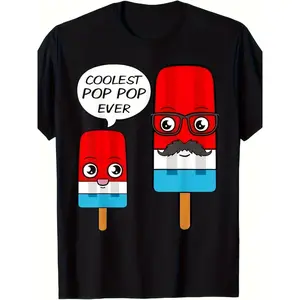 BDHJYDB Coolest Pop Pop Ever Grandfather Popsicle Ice Cream T-Shirt