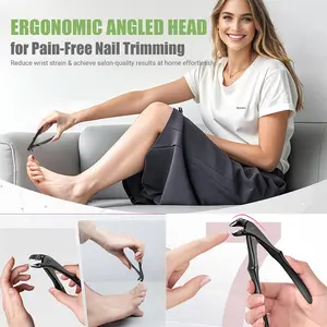 Large Claw Nail Clipper — Long-Handled Toenail Clipper — Thick Nail Scissors — Angled Toenail Clippers for Seniors — Wide-Mouth Foot Nail Clippers — Reinforced Nail Scissors with Catch Guard and Splash Protection