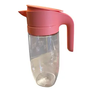 Clearly Elegant 1.7L Kitchen Beverage Pitcher with Pink Lid and Handle for Brinkware Storage
