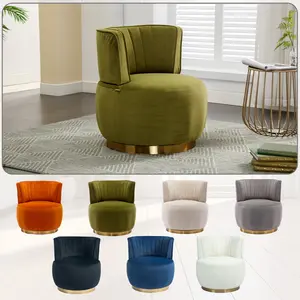 360° Swivel Barrel Accent Chair, Cozy Round Cuddle Armchair with Soft Velvet Upholstery, Wide Seat Club Chair for Living Room, Bedroom, Office
