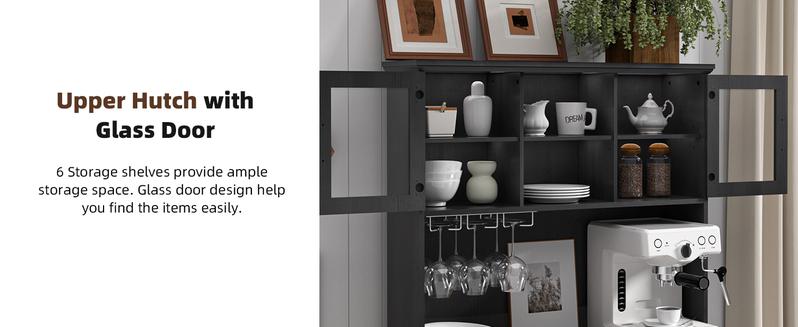 【Does Not Include Trash Can】 Spurgehom Large Capacity Storage Solution: 26 Gallon / 13 Gallon Tilt-Out Trash Cabinet with Adjustable Shelves & Drawers. This Wooden Freestanding Pantry Organizer is Perfect for Kitchen, Living Room, or Dining Room