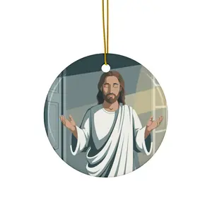 Spiritual Ceramic Ornament, Jesus Design, Perfect for Christmas, Easter, Religious Gifts, Home Decor, Holiday Celebrations