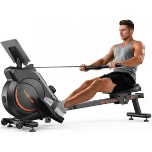 Rowing Machine for Home, Magnetic Rower Machine for Beginners to Athletes, Use with Resistance Adjustment Function, Bluetooth, App Supported, LCD Monitor, and Comfortable Seat Cushion