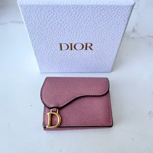 Pre-owned Dior FINAL SALE Small Leather Goods Christian Grained Calfskin Saddle Wallet
