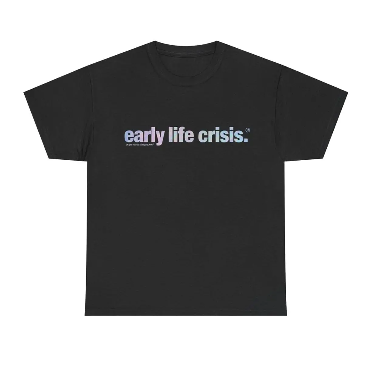 Men's Classic Soft Cotton Fitted Short-Sleeve Round Neck Print T-Shirt - Nettspend Early Life Crisis Holographic Album Tour Menswear Merch, All Colors & Sizes C7L