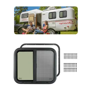 fathersdaygift  VEVOR Horizontal RV Window, 24 Wx 20 H Tinted Sliding RV Window with Net Screen Trim Ring, Fit 15/16-1 3/4 Thickness Wall, RV Window Replacement for Teardrop Cargo Trailer Camper, DOT Approved