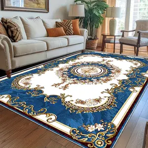 European Style Floor Mat, 1 Count Non-slip Soft Floor Carpet, Decorative Area Rug, Household Decorative Rug, Floral Rugs for Home Living Room Bedroom Kitchen