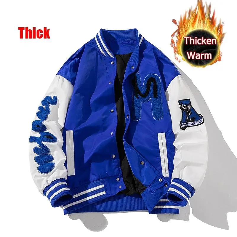 2024 Varsity Jacket Men Women Vintage Letter Towel embroidery Baseball Coat Hip Hop Thick warm Couple Hooded jackets for men