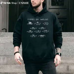 Funny Welder Gift Idea – Ten Welding Types Displayed on Long Sleeve Hoodie