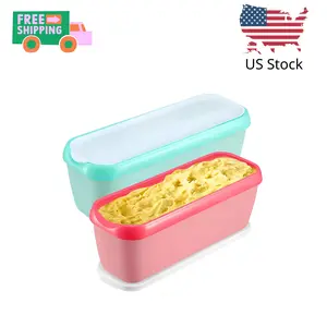 Ice Cream Containers Set of 2, 1.5 Quart Ice Cream Tub