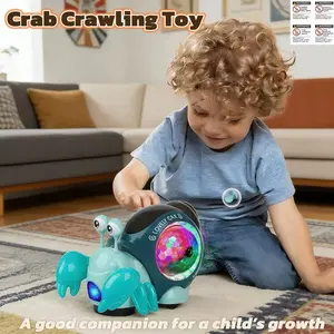Electric Inductive Crawling Crab Toy, Sound Light Music Educational Toy, Crawl Learning System, Christmas Birthday Gift