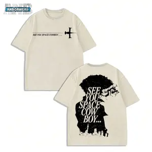ANB-AnboaWear Men Y2K Cowboy Bebop "See You Space Cowboy" Anime Graphic T-Shirt, 230g 100% Cotton Soft Oversized Tee For Streetwear & Anime Fans Gifts, Suitable for Parades, Parties and Casual Wear, Men's Pattern T-Shirt, Can Be Given as a Gift