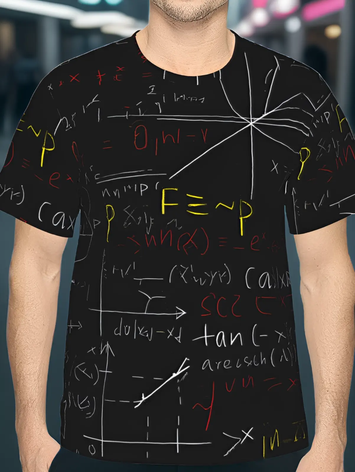 Men'S T-Shirt Featuring 3D Printed Mathematical Designs, Made from Lightweight Polyester, Perfect for Casual Wear.Available in Sizes S to 3XL, This Regular Fit Round Neck Graphic Tee Is Ideal for Those Passionate about Science And Mathematics