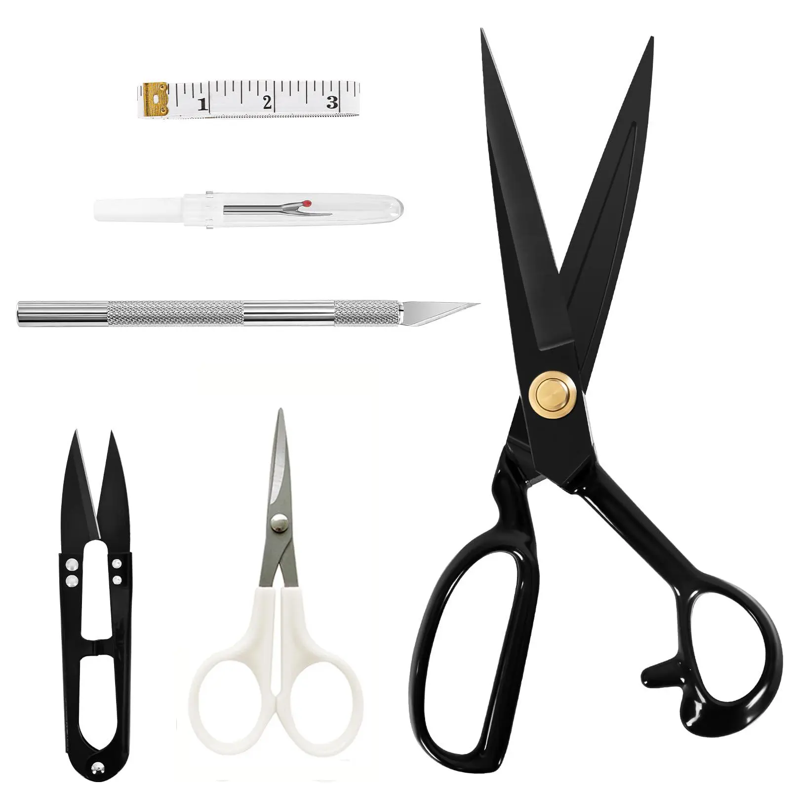 9-Inch High Carbon Professional Tailor Scissors - Heavy Duty Leather/Denim-Cut Ready Fabric Shears with Rounded Hand Fit, Sewing Tools for Sewing Supplies, Fabric Cutting (Home Use)